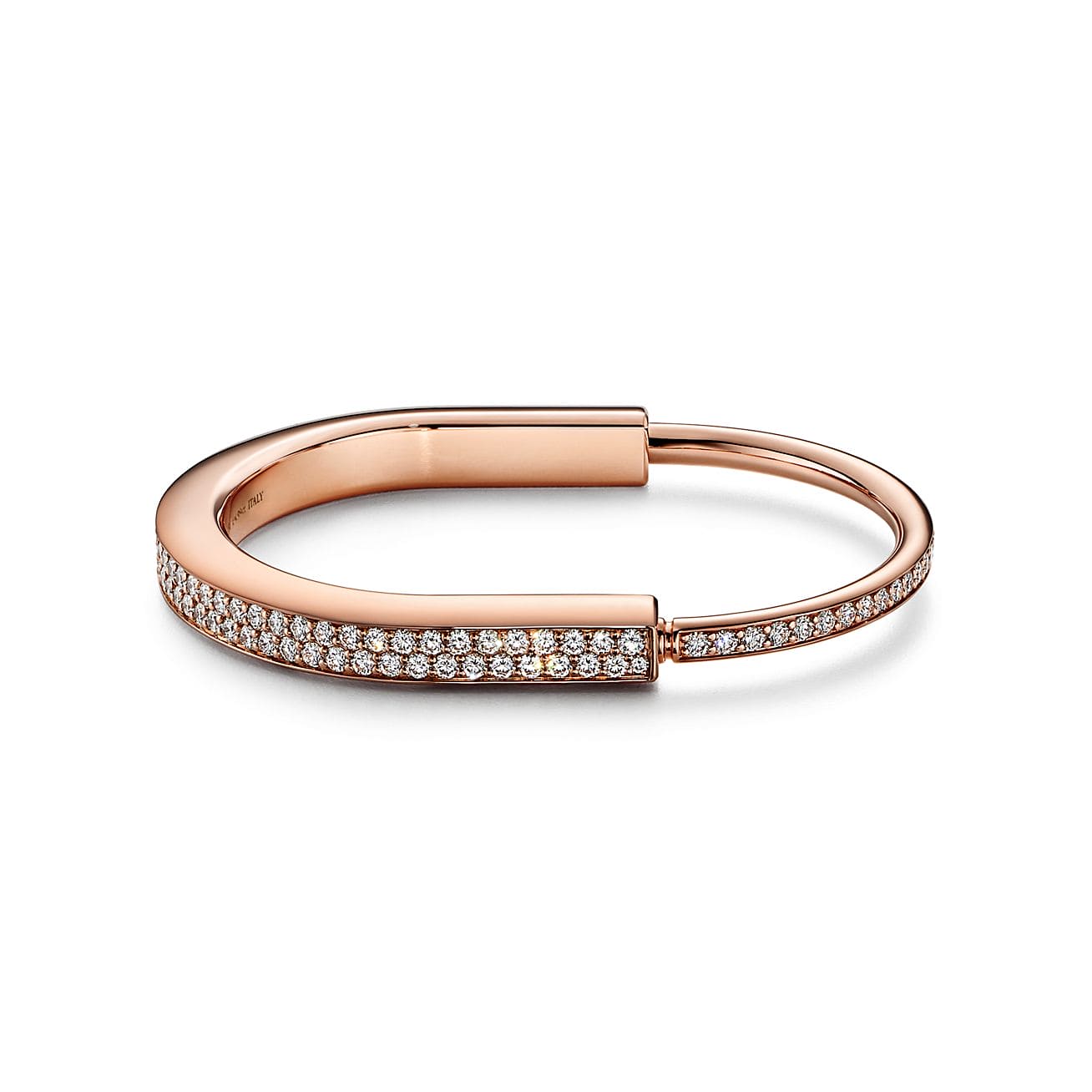 18K Tiffany Lock Bangle Full Pave Diamonds Bracelet