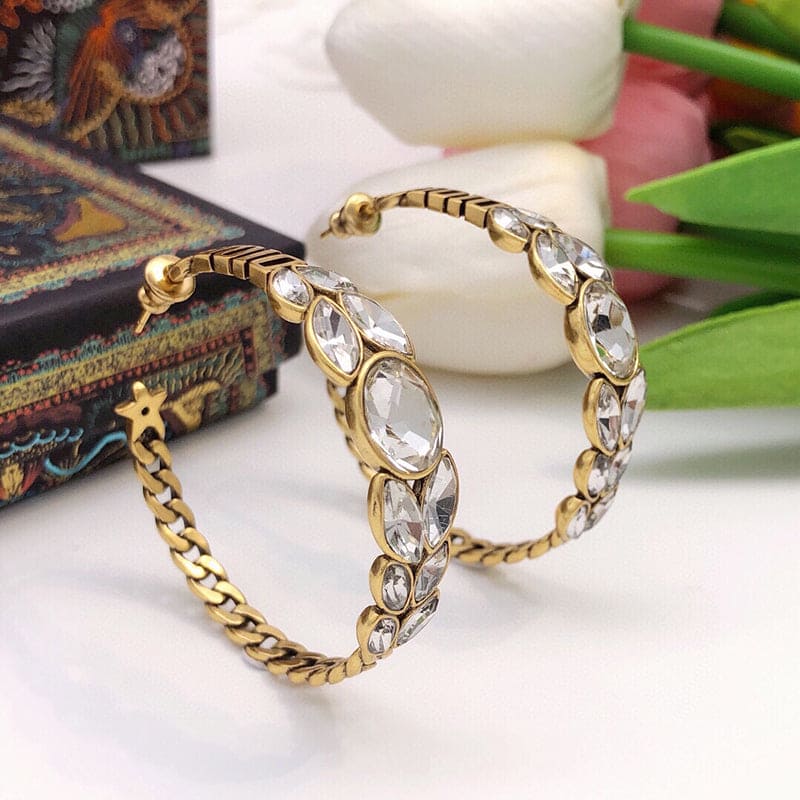18K Dior Vintage Crystals Earrings