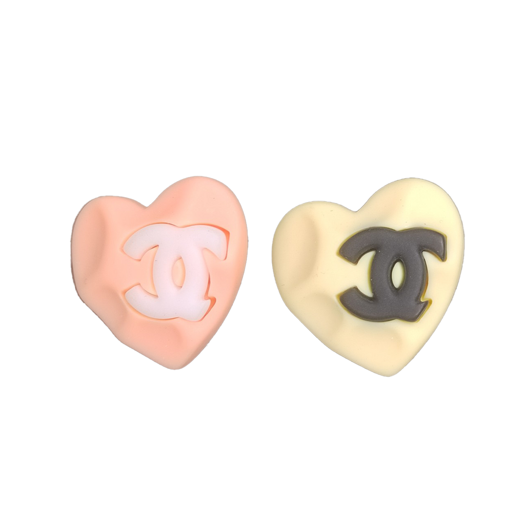 18K  Chanel Pink & Yellow Resin Earrings
