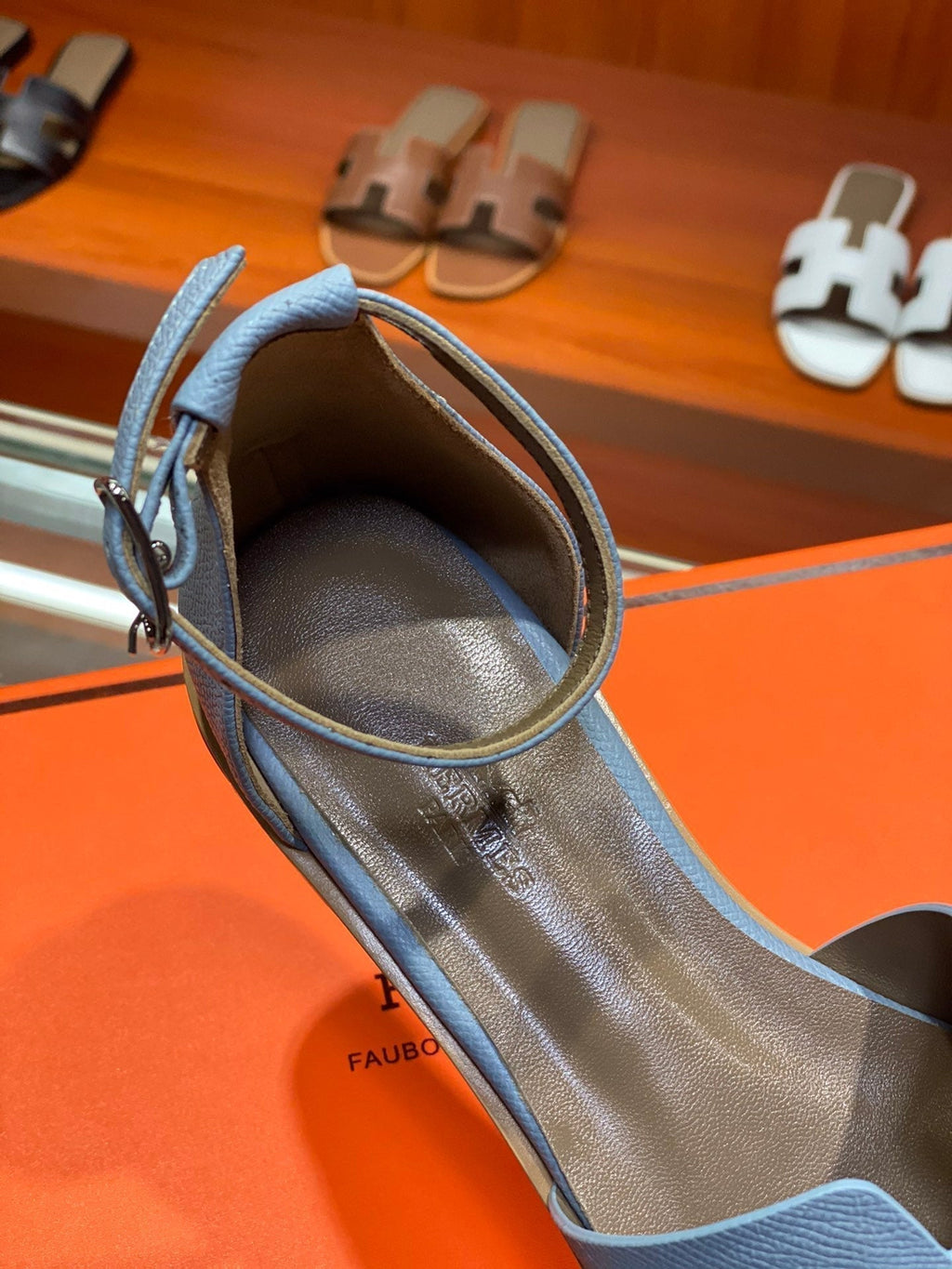 HERMES SANTORINI SANDAL SAPPHIRE CALFSKIN