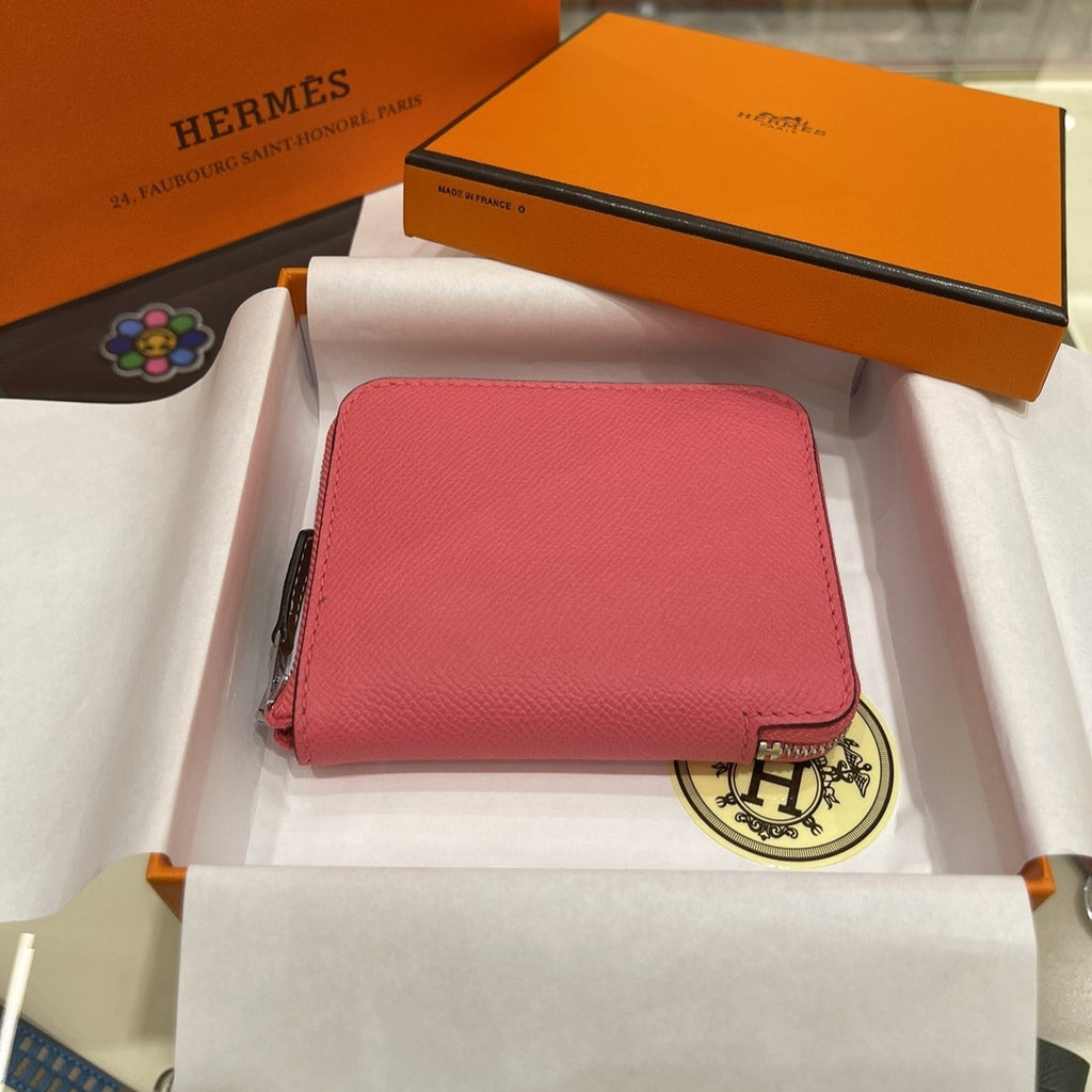 HERMES Compact Wallet 11.5 Dark Pink Epsom