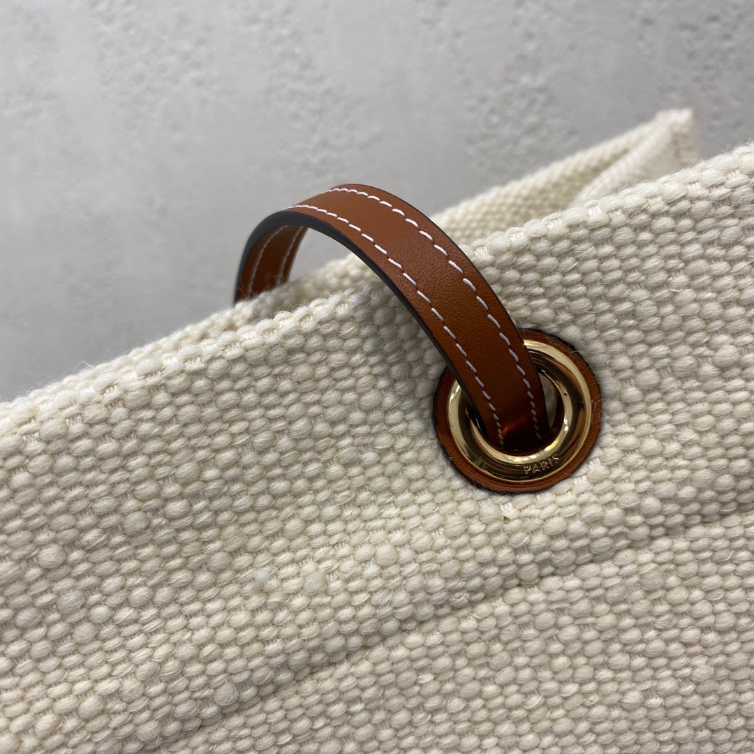 CELINE CANVAS TOTE 43 WHITE/RED DENIM
