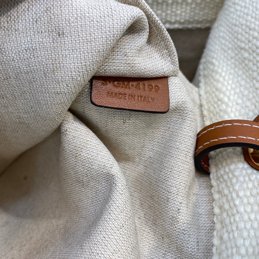 CELINE CANVAS TOTE 43 WHITE/RED DENIM