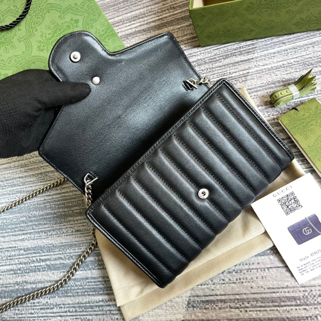 GUCCI MARMONT MINI 20 SHOULDER BAG IN BLACK CALFSKIN