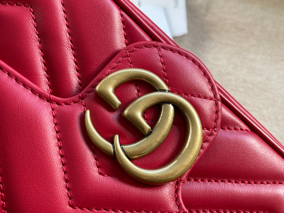 GUCCI MARMONT MINI 16 BAG IN RED PINK CALFSKIN