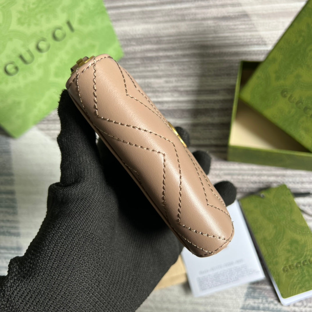 GUCCI MARMONT MINI 11 WALLET BEIGE CALFSKIN