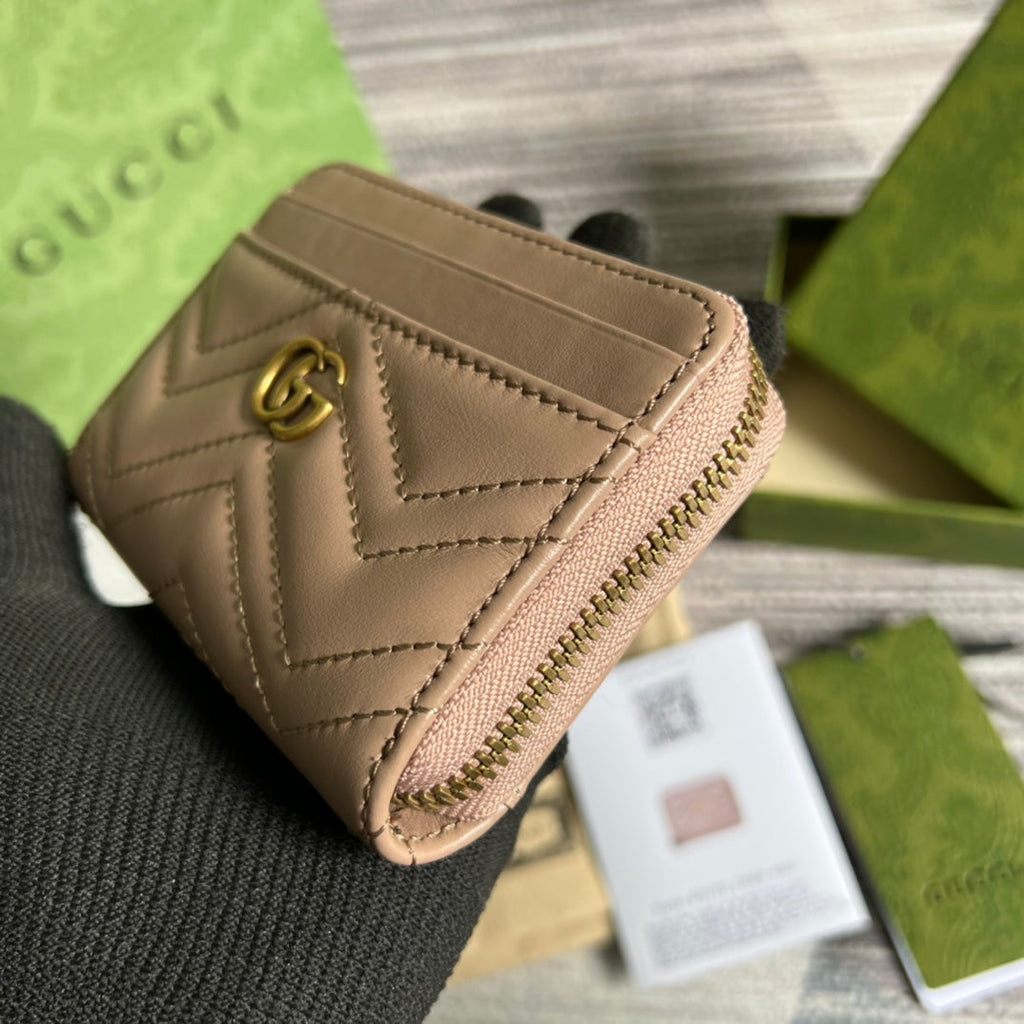 GUCCI MARMONT MINI 11 WALLET BEIGE CALFSKIN