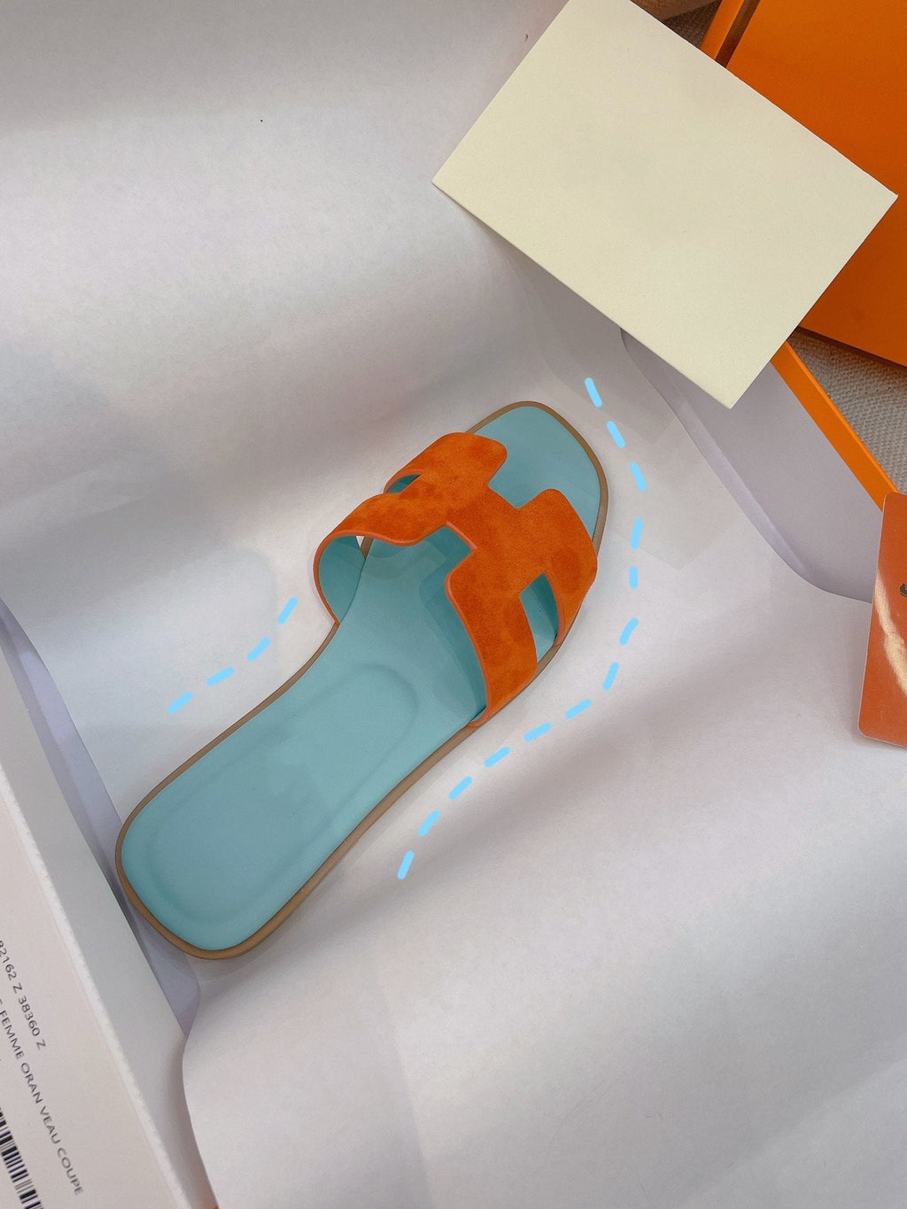 HERMES 0ran Sandal Tifany/Orange Suede
