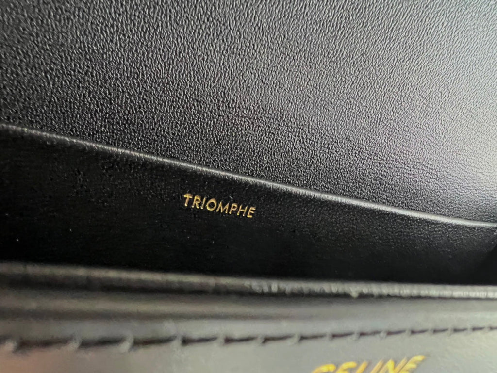 CELINE TRIPHOME 20 BLACK COWHIDE LEATHER CHAIN STRAP BAG
