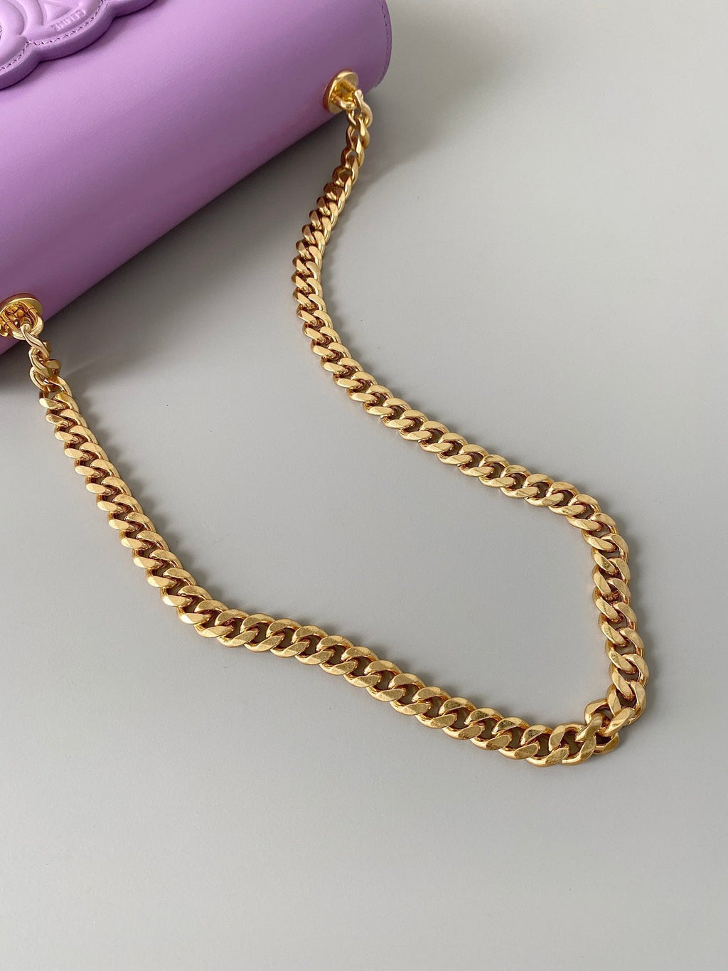 CELINE 20 CHAIN EMBOSSED ARMPIT BAG PURPLE CALFSKIN