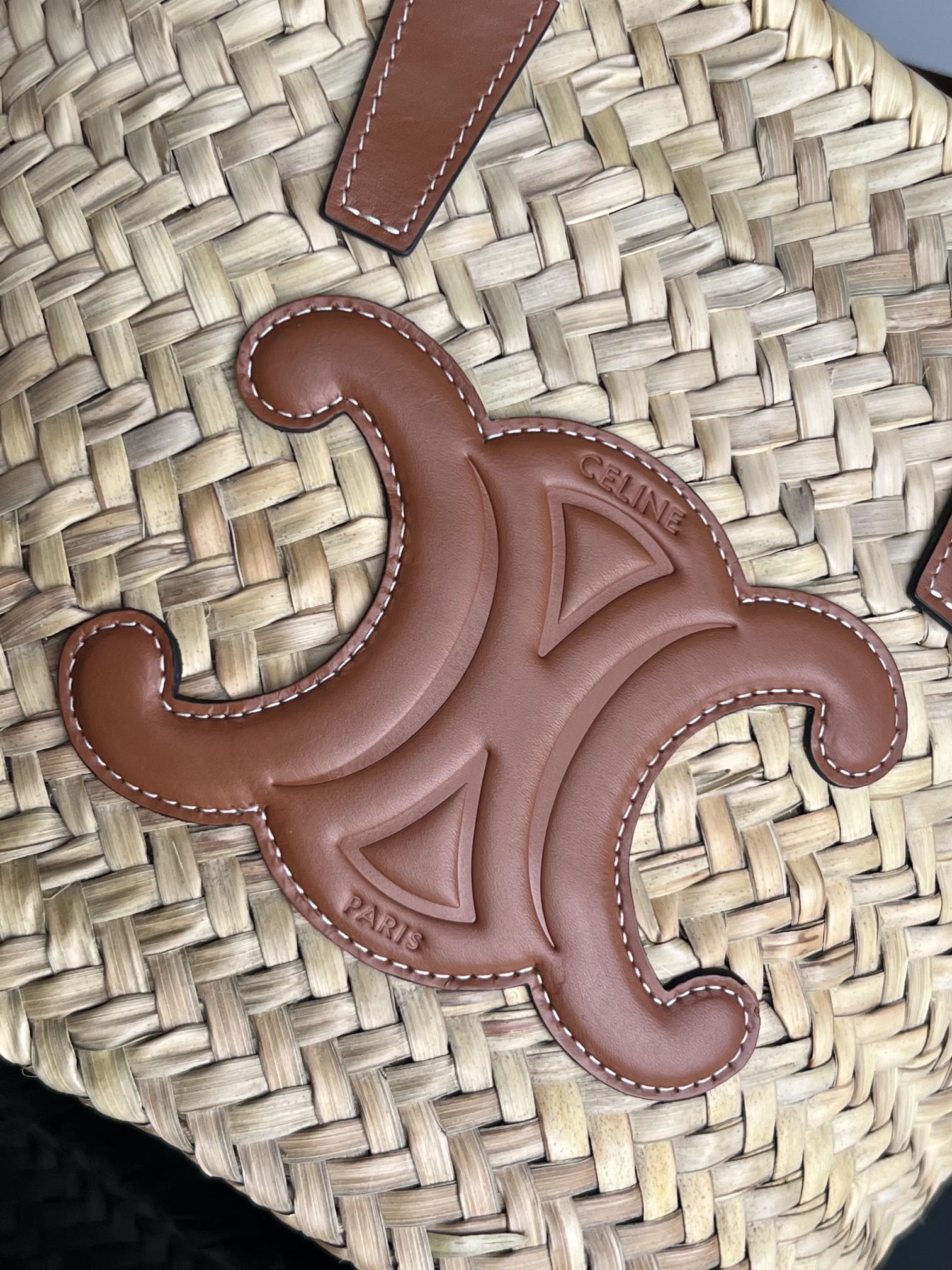 CELINE TRIOMPHE 35 BEIGE MOROCCAN RAFFIA FIBERS BAG