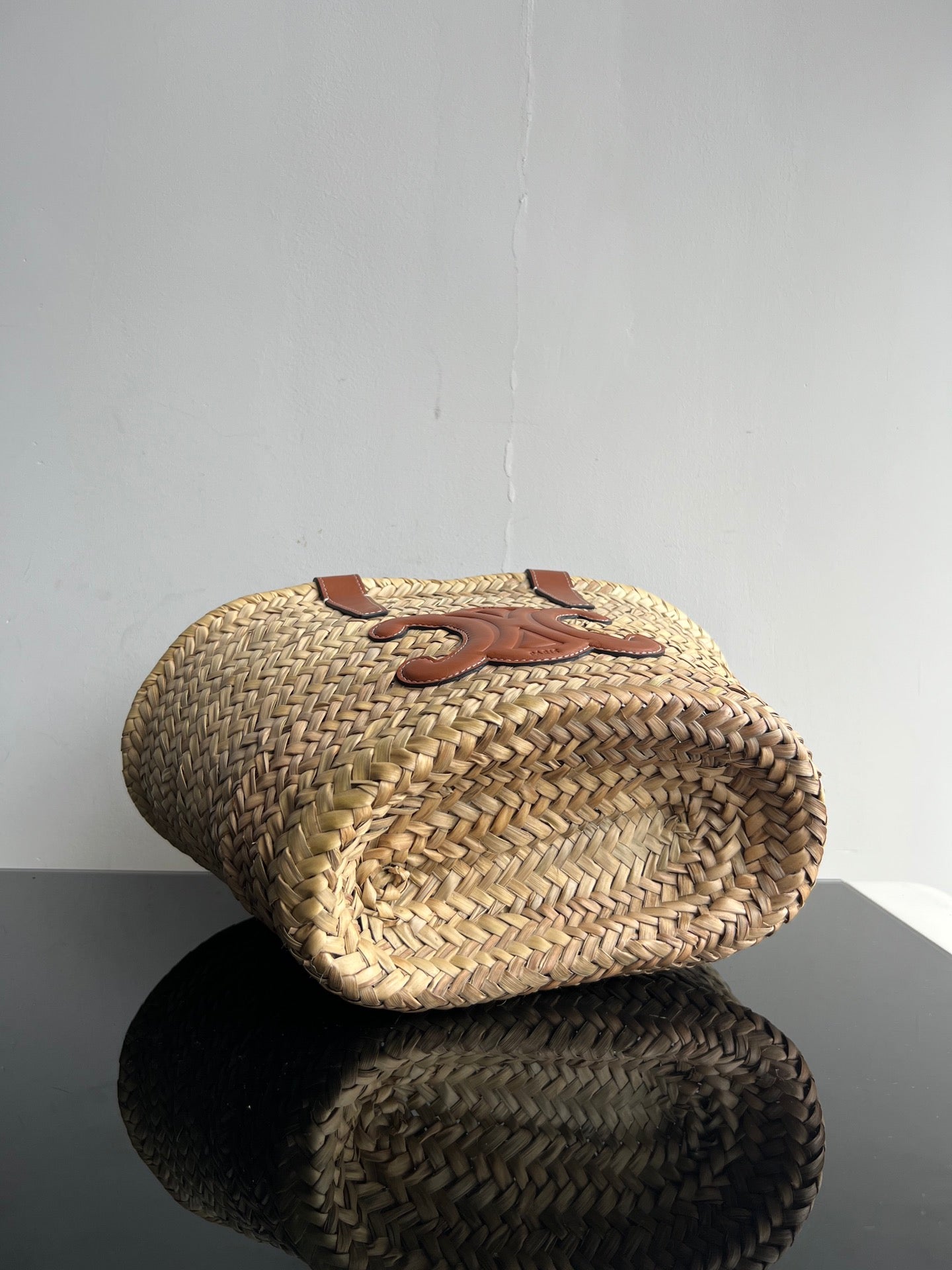 CELINE TRIOMPHE 35 BEIGE MOROCCAN RAFFIA FIBERS BAG