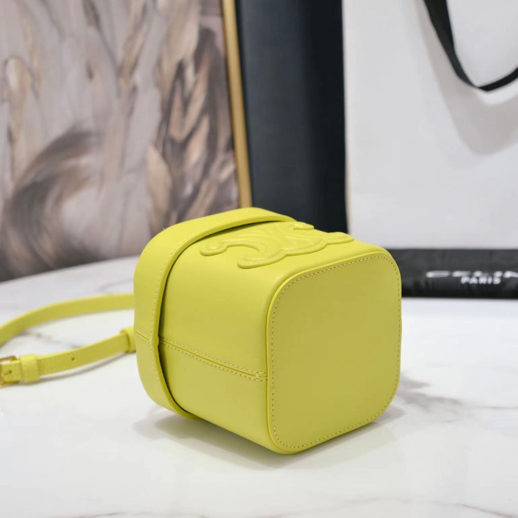 CELINE SQUARE BOX CROSSBODY BAG 11 LEMON YELLOW  CALFSKIN