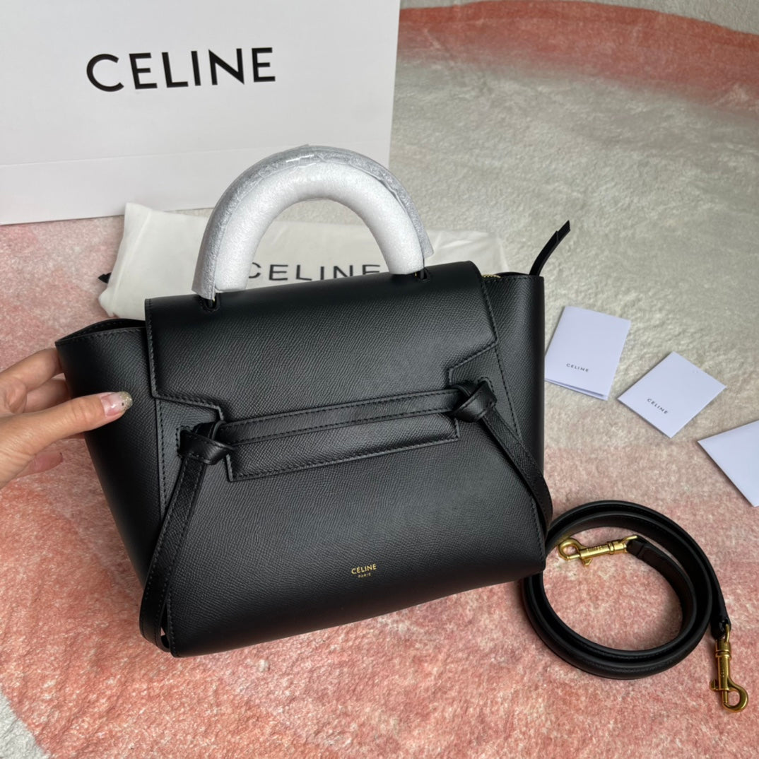 CELINE FISH BAG 24 BLACK COWHIDE LEATHER