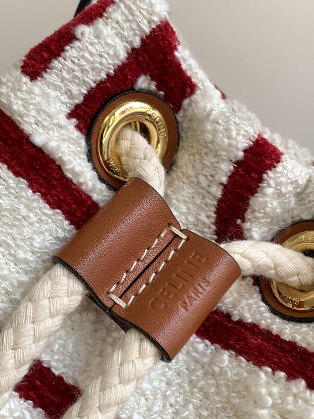 CELINE TRIPHOME 19 EMBROIDERED FABRIC WHITE RED