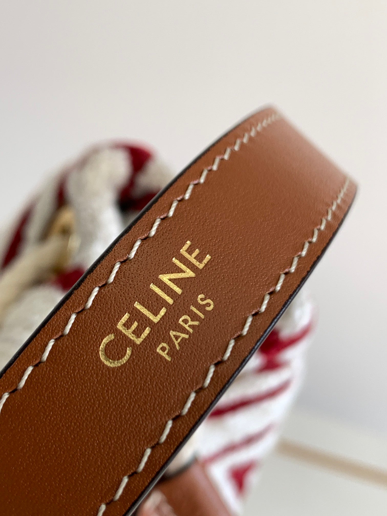 CELINE TRIPHOME 19 EMBROIDERED FABRIC WHITE RED