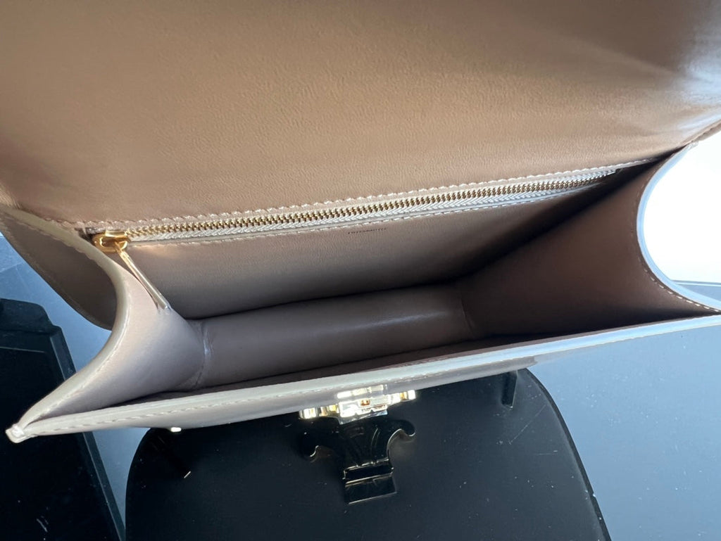 CELINE BESACE TRIPHOME 24 BEIGE CREAM GLOSSY CALFSKIN