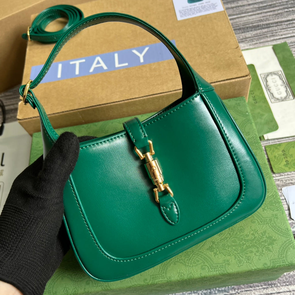 GUCCI JACKIE MINI 19 SHOULDER BAG IN GREEN FOREST CALFSKIN