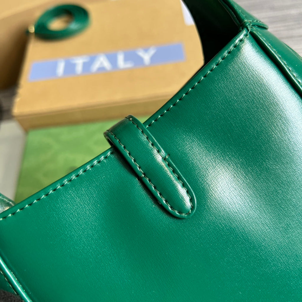 GUCCI JACKIE MINI 19 SHOULDER BAG IN GREEN FOREST CALFSKIN