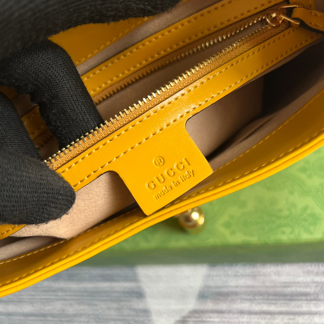 GUCCI JACKIE SMALL 28 SHOULDER BAG IN YELLOW CALFSKIN