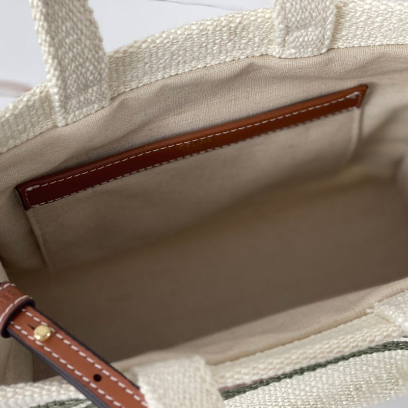 CELINE TRIOMPHE 29 FABRIC WHITE BLACK WITH BROWN LOGO