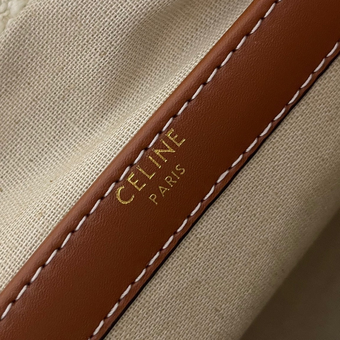 CELINE TRIOMPHE 29 FABRIC WHITE BLACK WITH BROWN LOGO