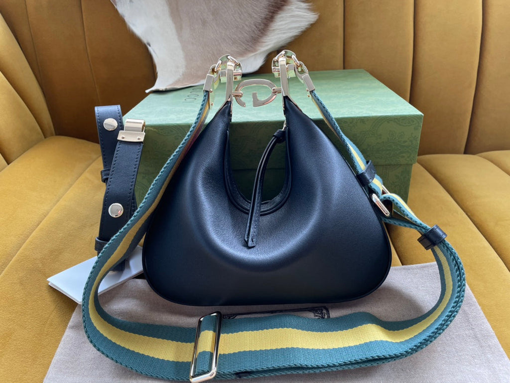 GUCCI ATTACHE 23 SMALL SHOULDER BAG BLACK CALFSKIN