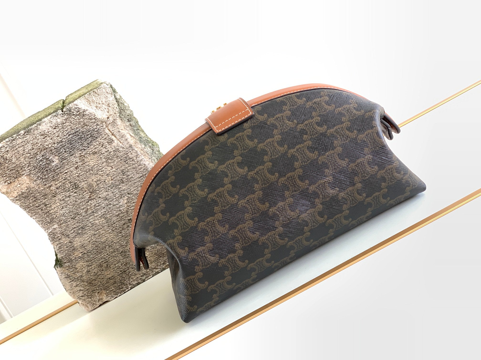 CELINE TRIOMPHE 24 BLACK PATTERN PRINTED CALFSKIN