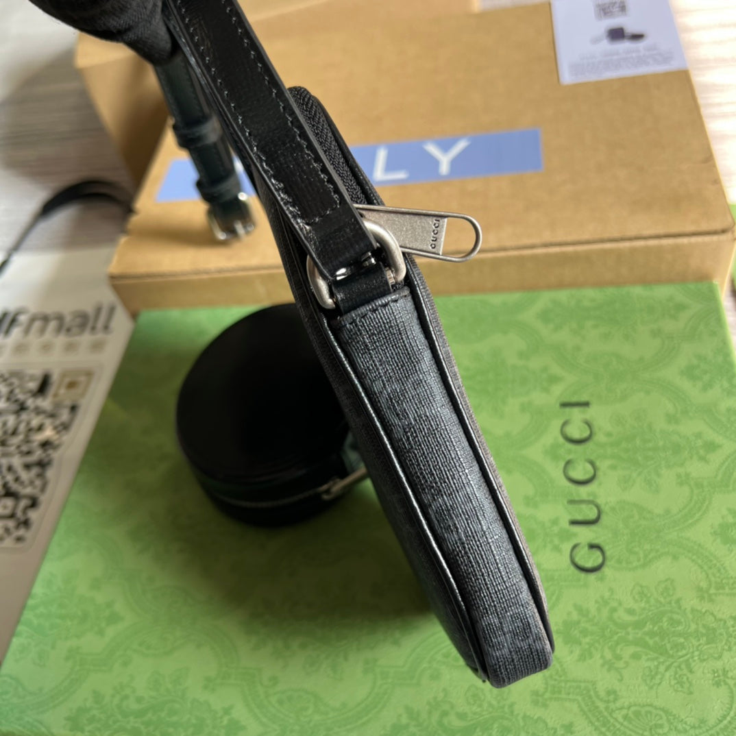 GUCCI MINI BAG 17 IN BLACK CALFSKIN AND CANVAS