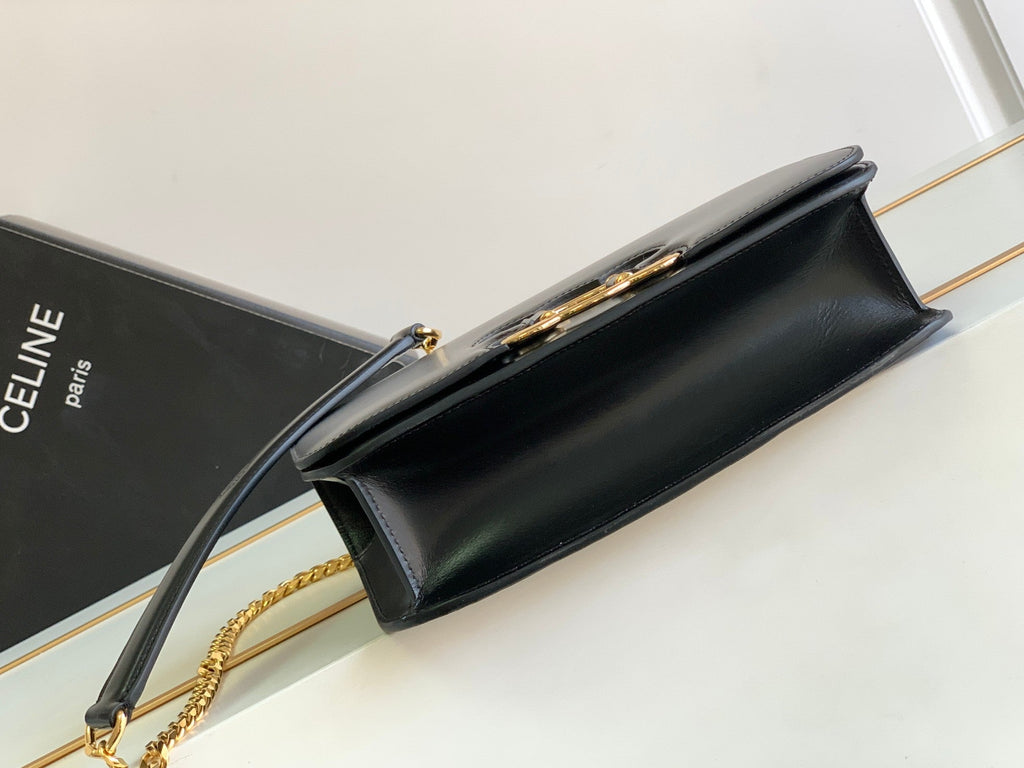 CELINE TRIOMPHE FRAME 23 BLACK CALFSKIN