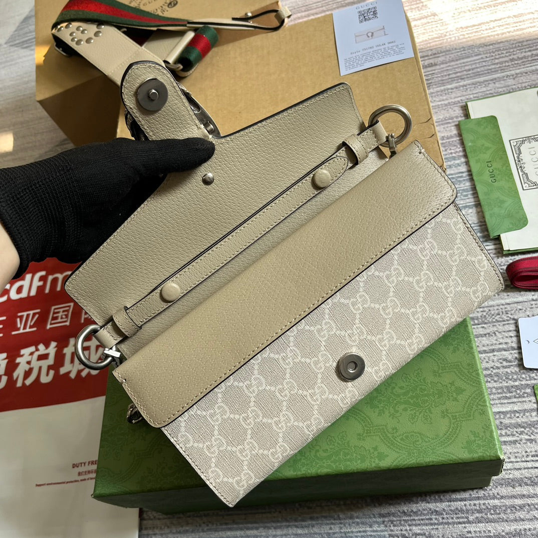 GUCCI DIONYSUS  25 SMALL RECTANGULAR BAG IN BEIGE CANVAS