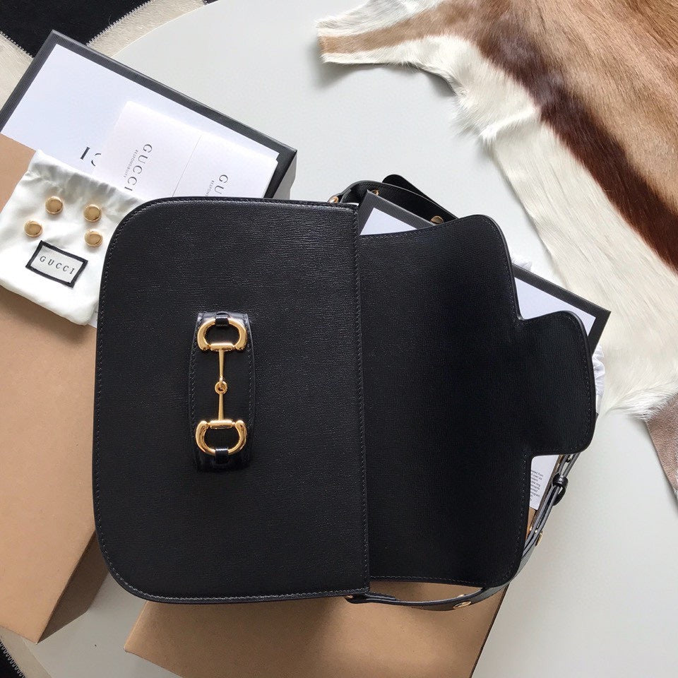 GUCCI HORSEBIT 1955 MINI BAG 25 IN BLACK CALFSKIN
