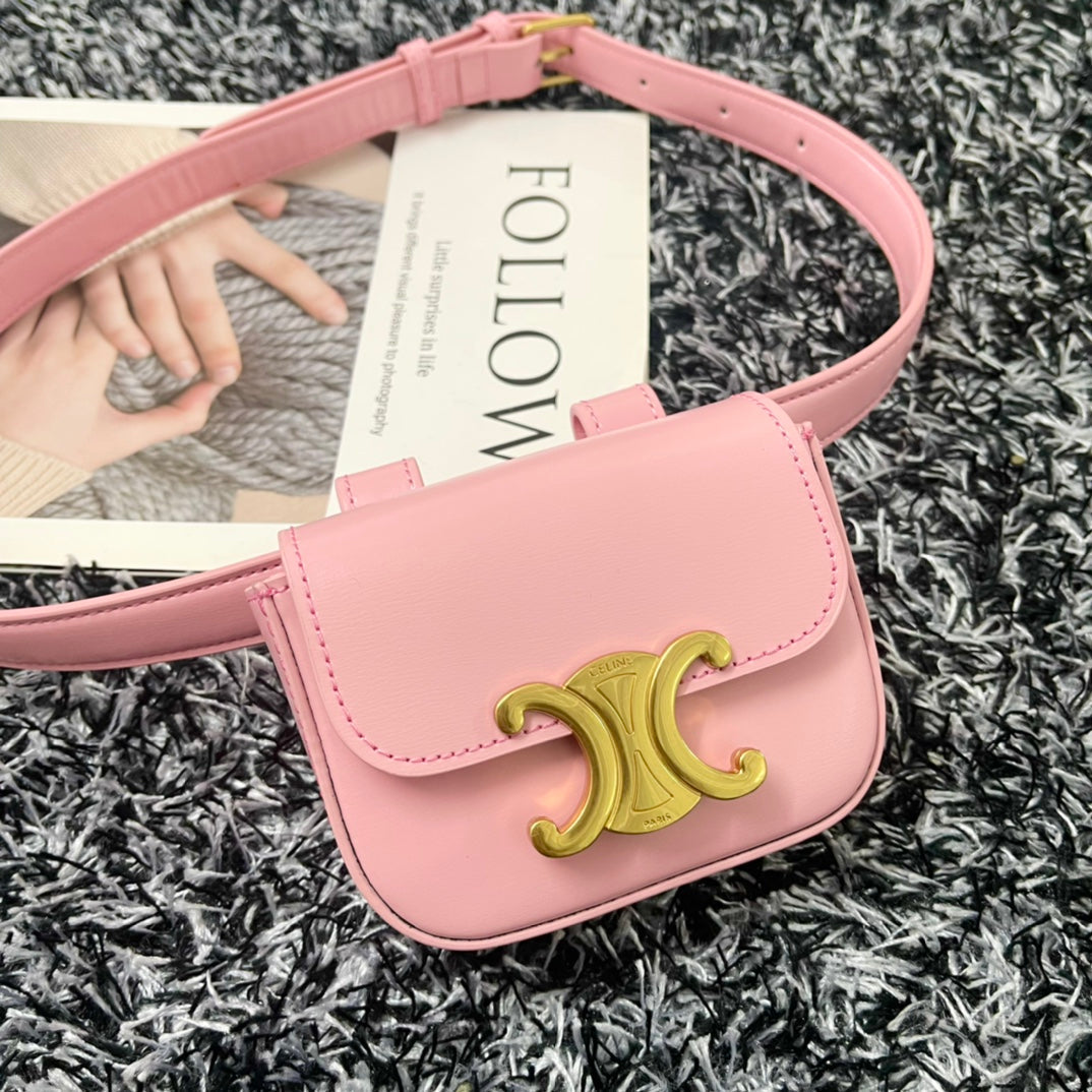 CELINE MINI TRIPHOME 11 WAIST BAG PINK PASTEL CALFSKIN