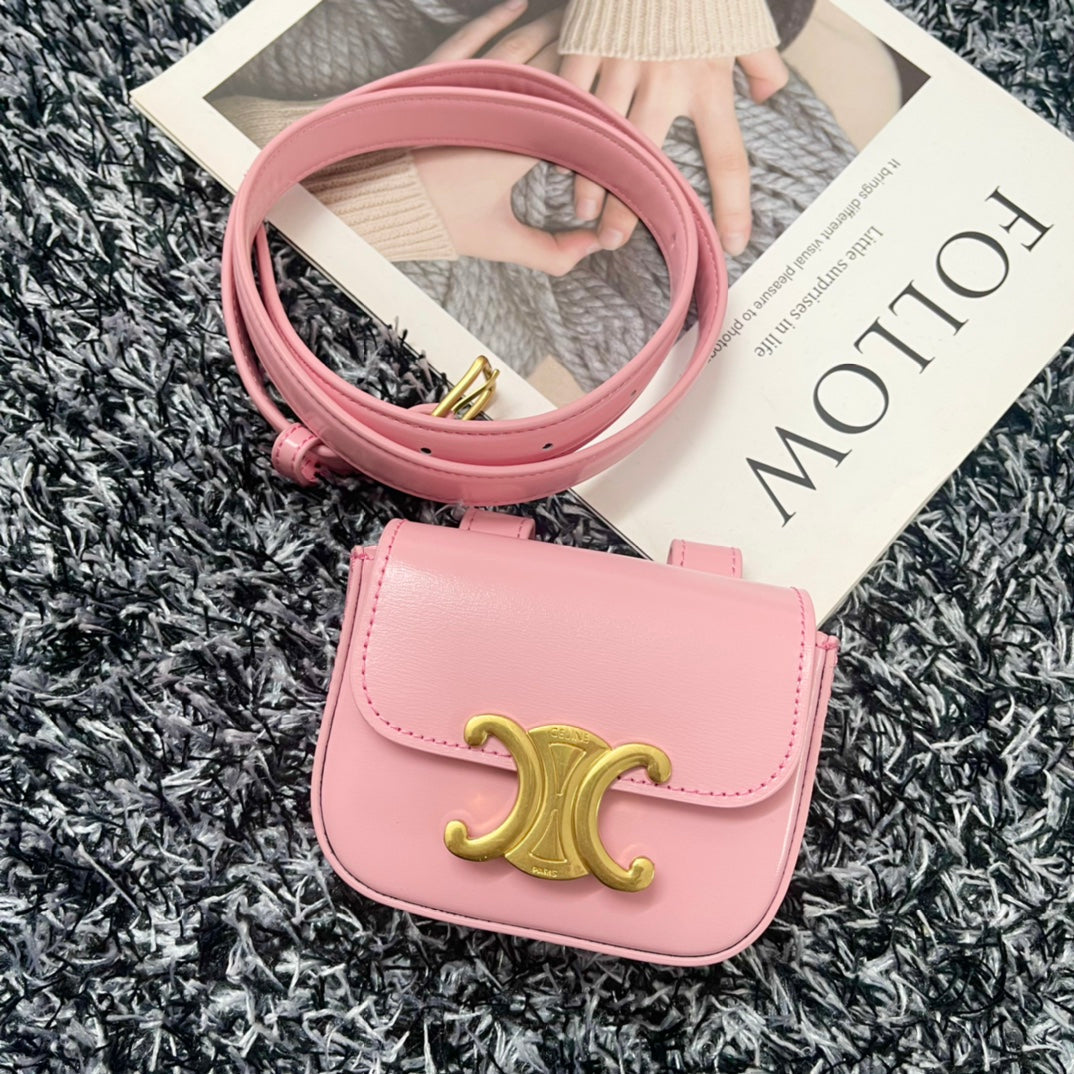 CELINE MINI TRIPHOME 11 WAIST BAG PINK PASTEL CALFSKIN