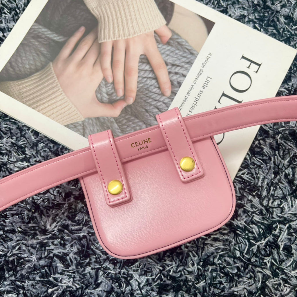 CELINE MINI TRIPHOME 11 WAIST BAG PINK PASTEL CALFSKIN