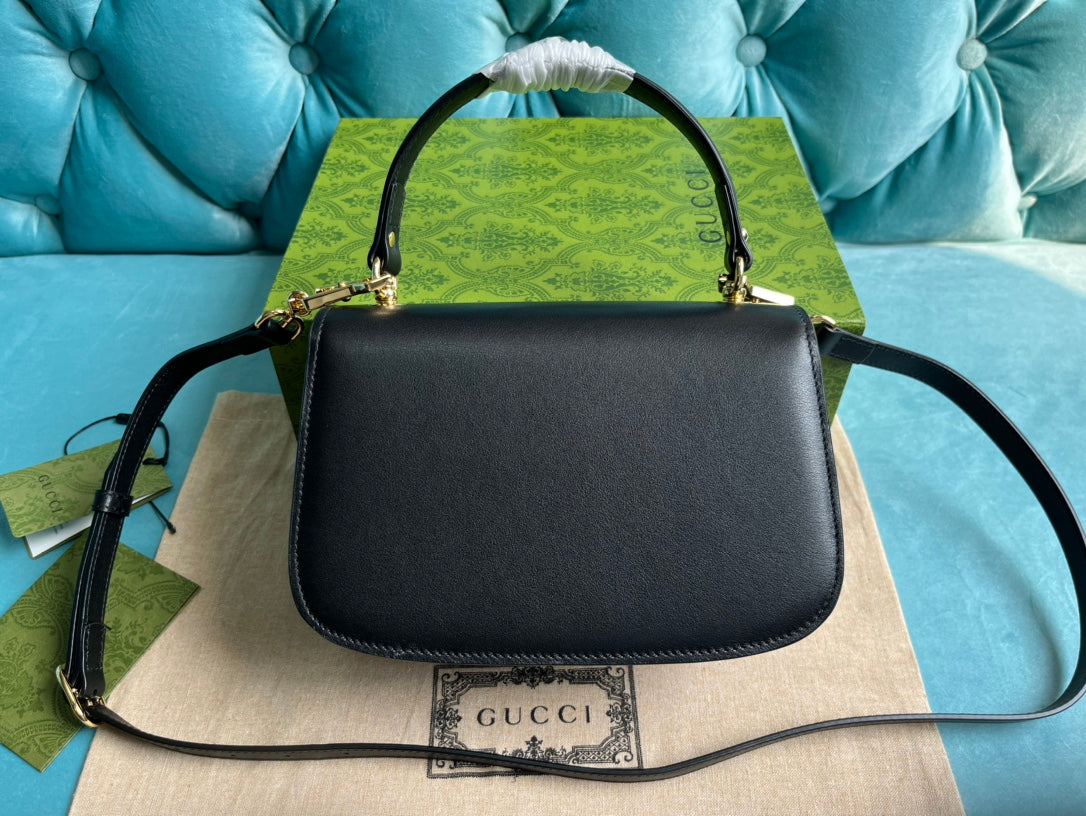 GUCCI BLONDIE 23 TOP-HANDLE BAG BLACK CALFSKIN