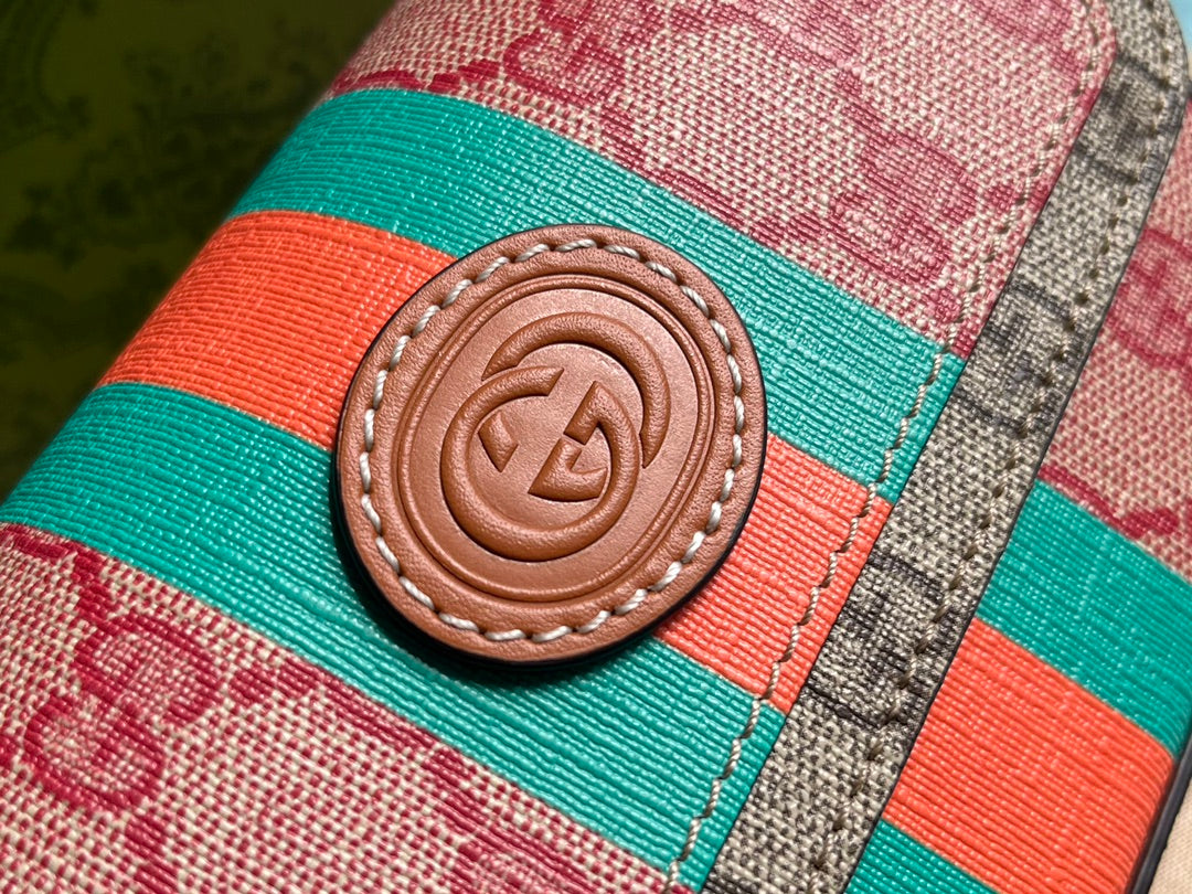 GUCCI MINI 13 HANDBAG IN LIGHT PINK AND BEIGE CANVAS