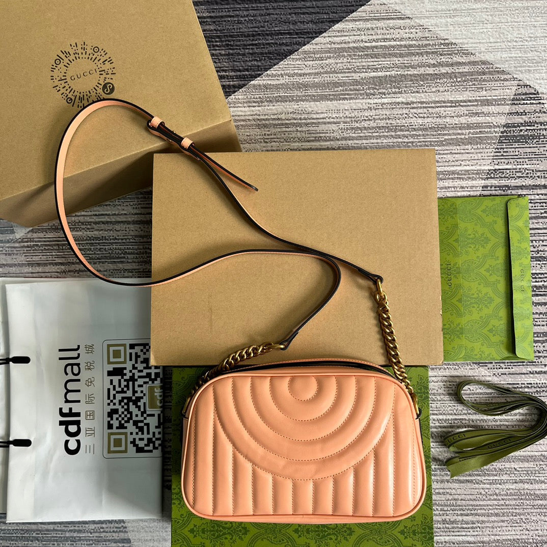 GUCCI MARMONT SMALL 24 MATELASSÉ IN PEACH PINK CALFSKIN
