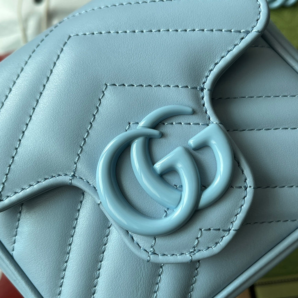 GUCCI MARMONT BAG 12 IN SKY BLUE CALFSKIN
