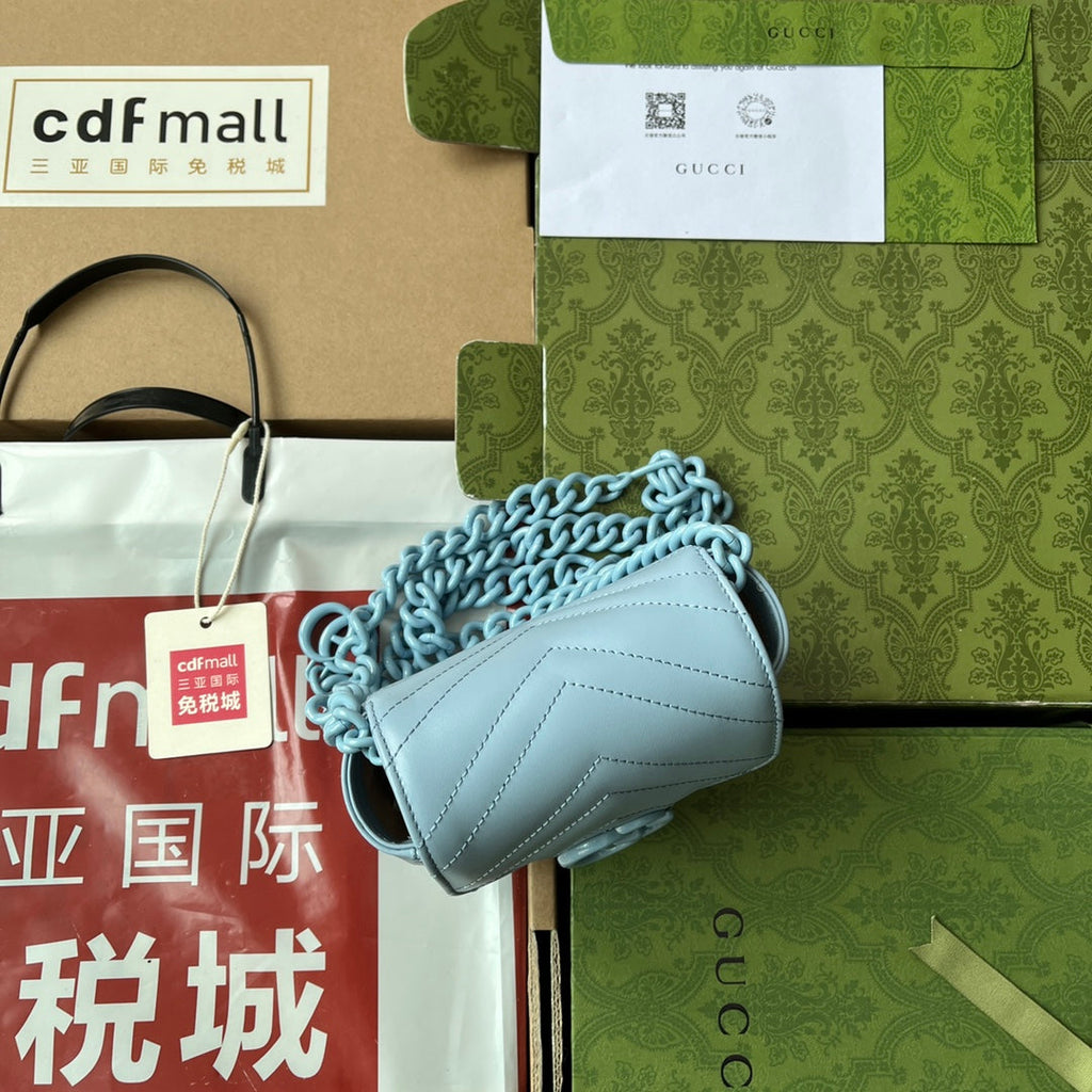 GUCCI MARMONT BAG 12 IN SKY BLUE CALFSKIN
