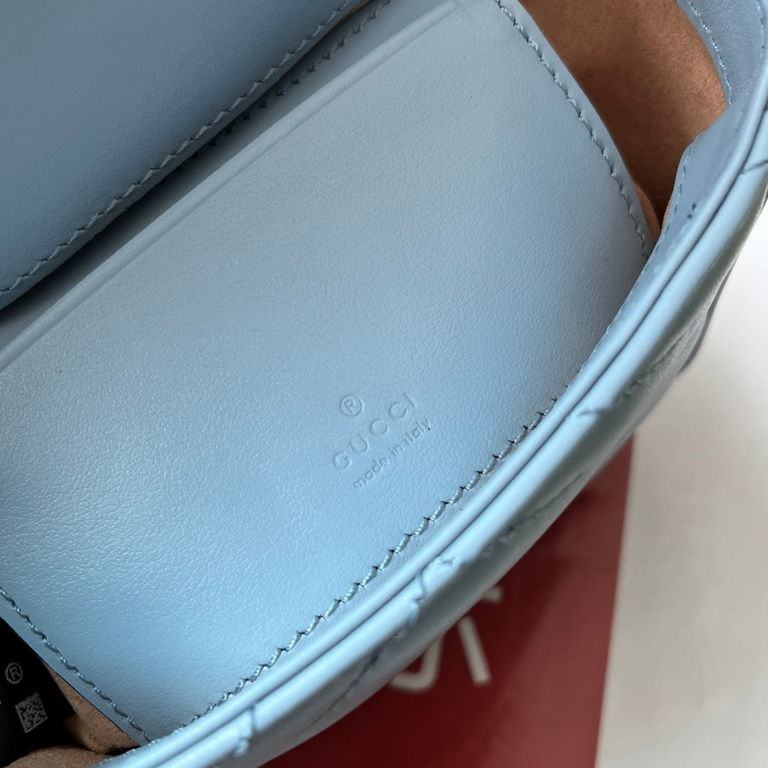 GUCCI MARMONT BAG 12 IN SKY BLUE CALFSKIN