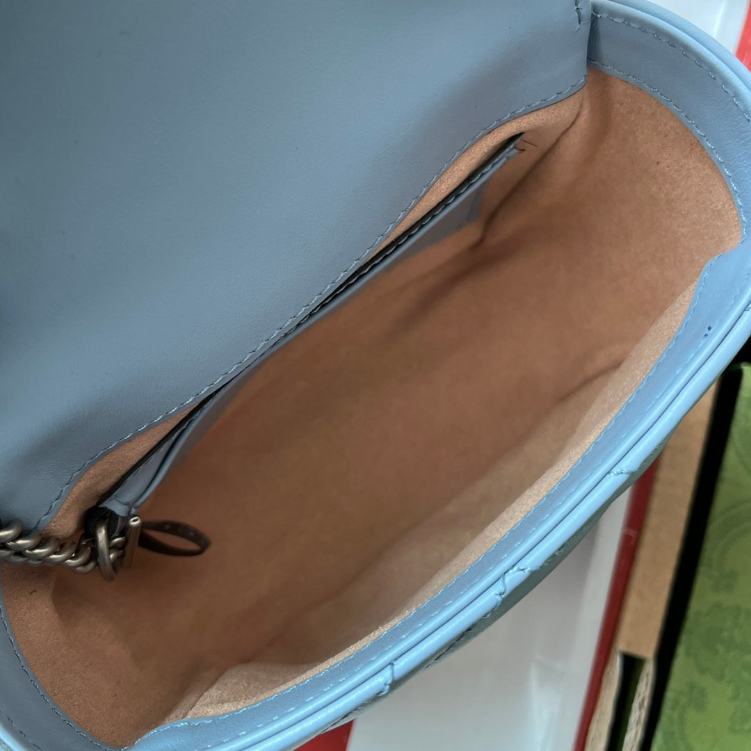 GUCCI MARMONT BAG 12 IN SKY BLUE CALFSKIN