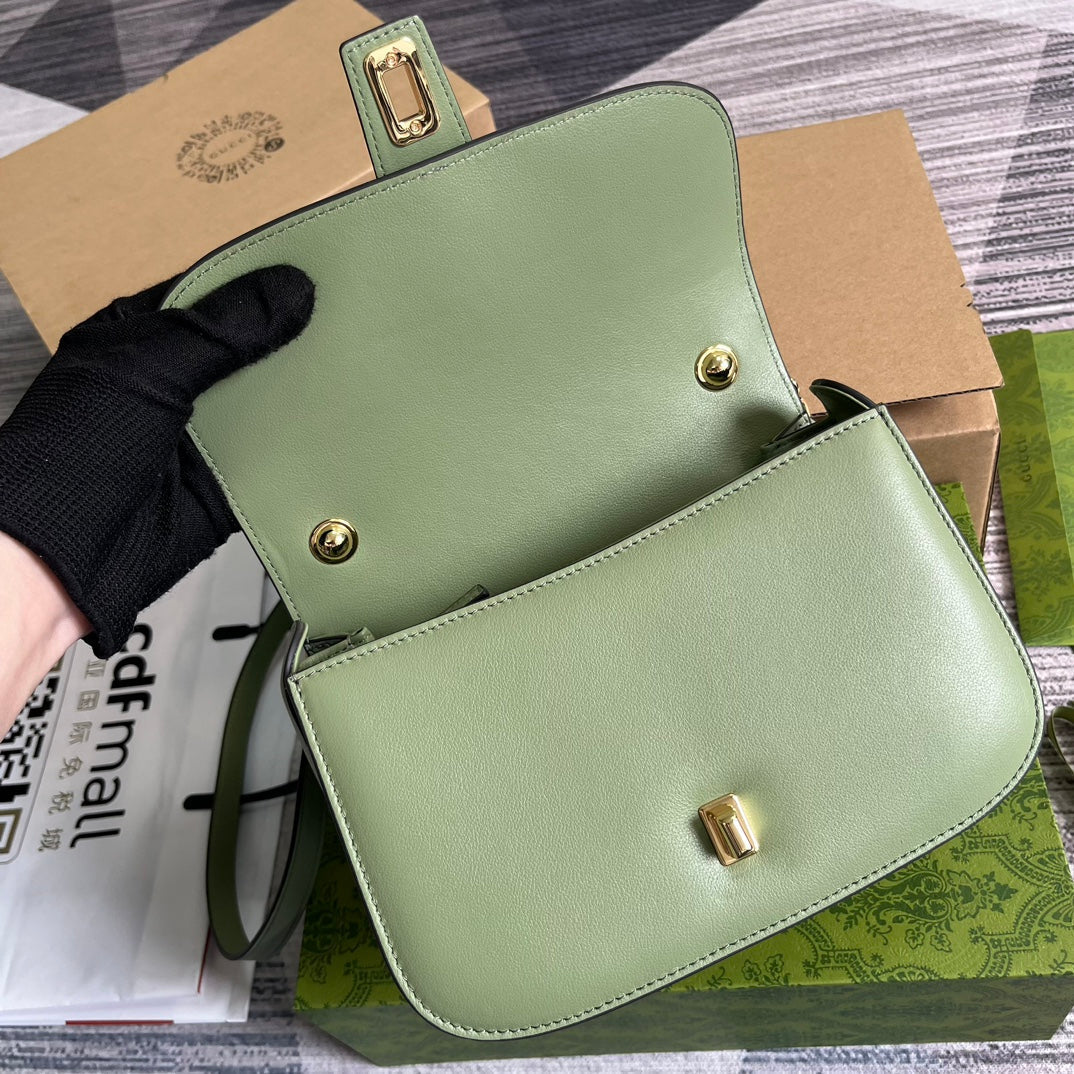 GUCCI BLONDIE 23 TOP-HANDLE BAG LIGHT GREEN CALFSKIN