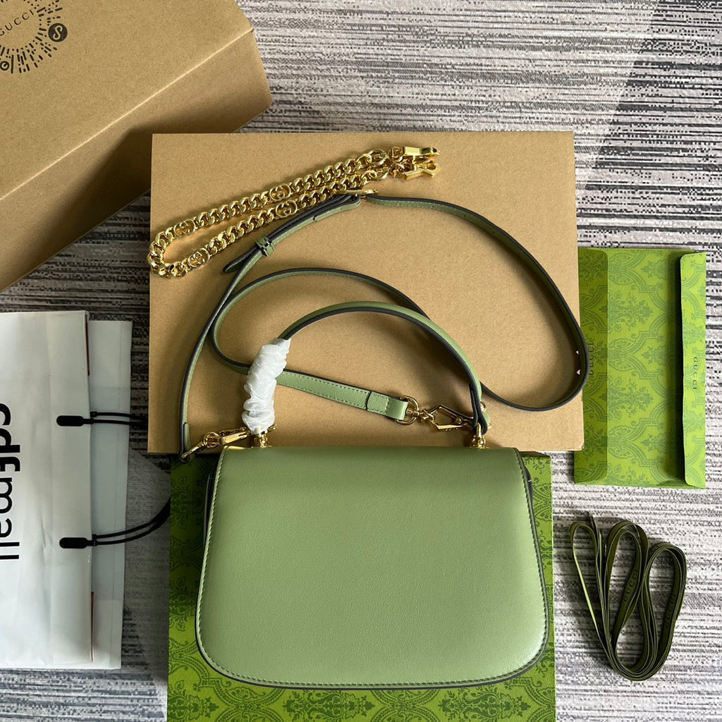 GUCCI BLONDIE 23 TOP-HANDLE BAG LIGHT GREEN CALFSKIN