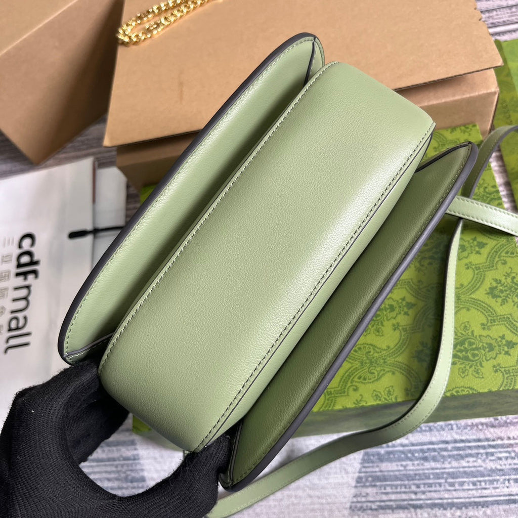 GUCCI BLONDIE 23 TOP-HANDLE BAG LIGHT GREEN CALFSKIN