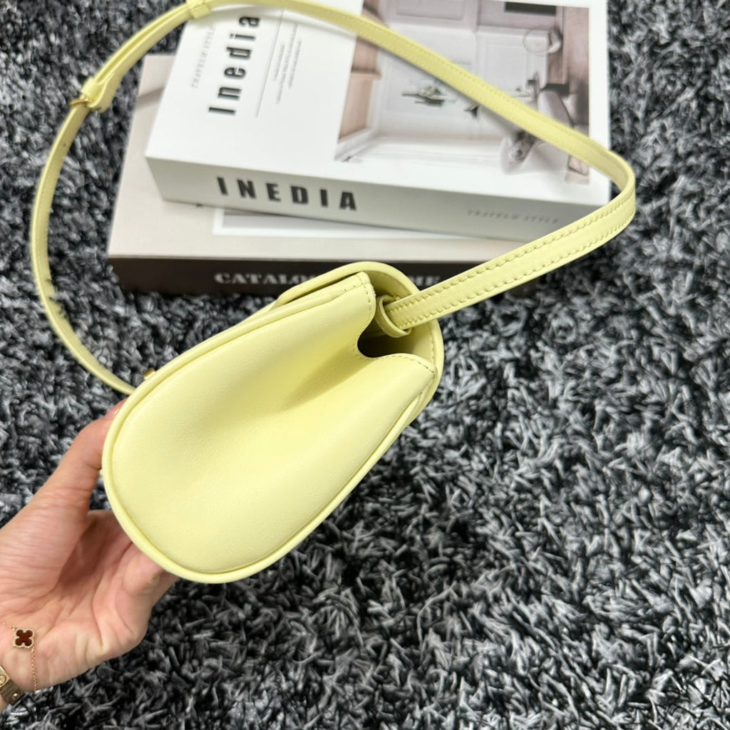 CELINE CLASSIC MINI 18 YELLOW PASTEL CALFSKIN