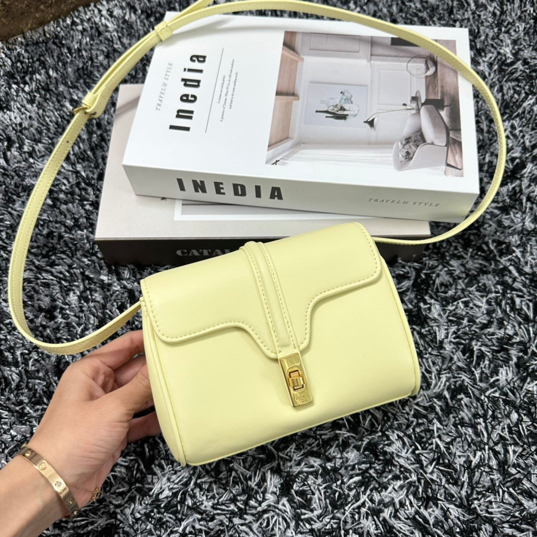 CELINE CLASSIC MINI 18 YELLOW PASTEL CALFSKIN