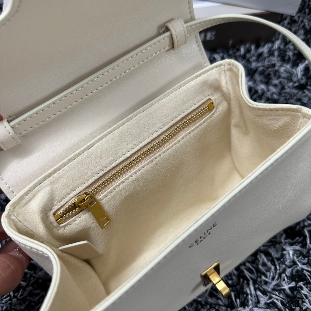 CELINE CLASSIC MINI 18 WHITE CALFSKIN
