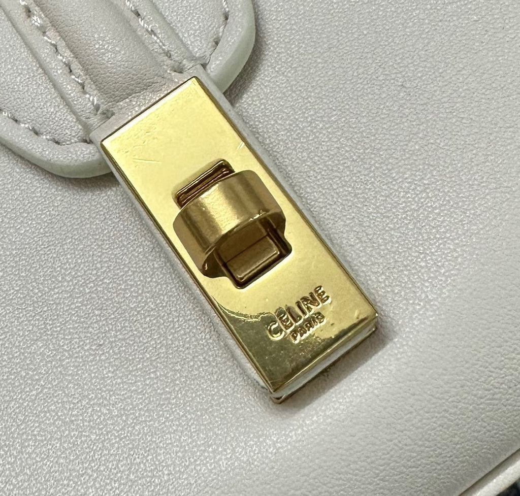 CELINE CLASSIC MINI 18 WHITE CALFSKIN
