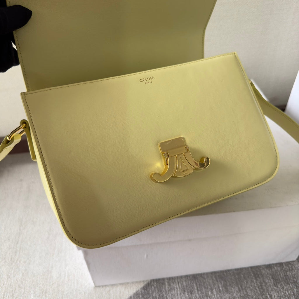 CELINE CLASSIQUE TRIOMPHE BAG 22 IN YELLOW CALFSKIN